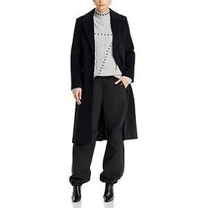 Aqua Two Button Long Coat Black Wool/Polyester, Size L